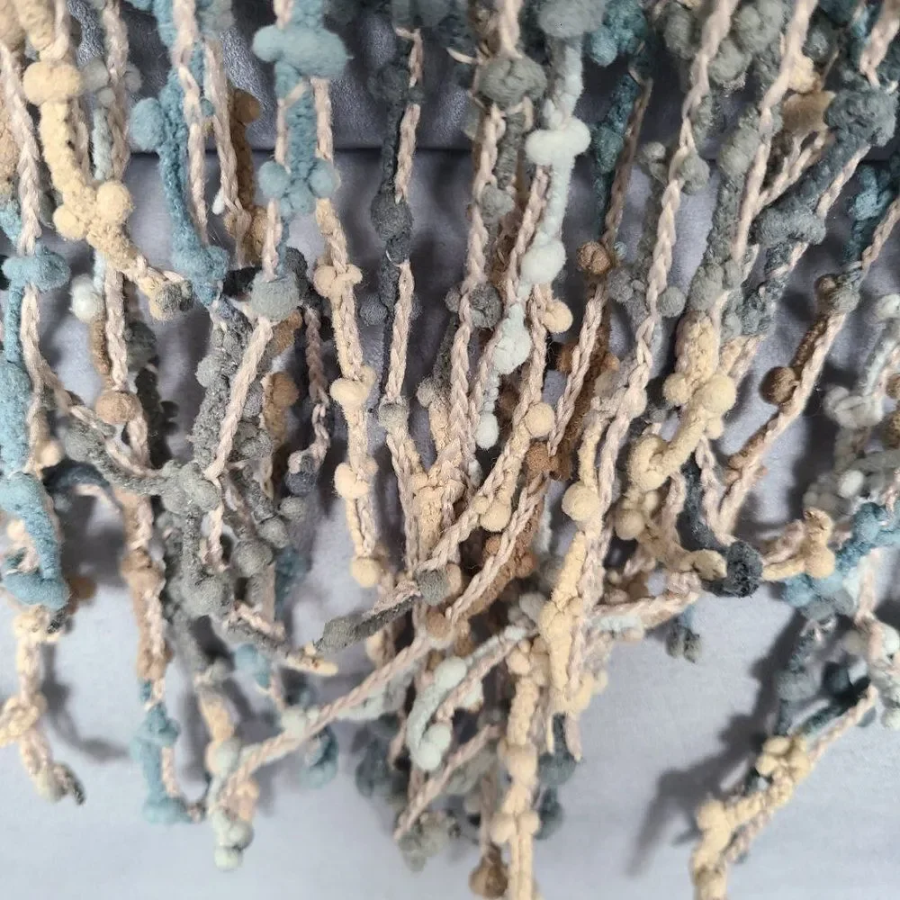 Chenille Woven Knit Open Weave Throw Blanket Chevron Pattern With Fringe Ocean